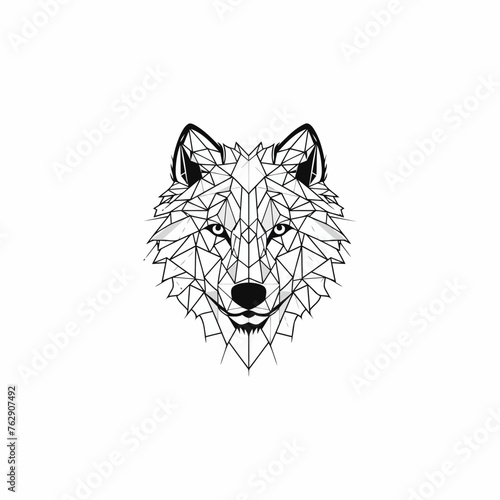 Geometric colorful wolf logo vector icon design template