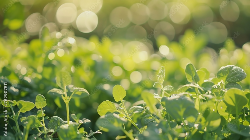 green blurred bokeh of vegetable garden eco friendly background : Generative AI