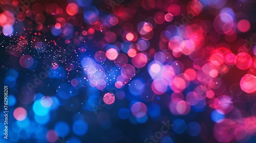 Blur neon background Color glow Light flare Bokeh sparks texture Defocused blue red purple flecks rays on dark abstract overlay : Generative AI