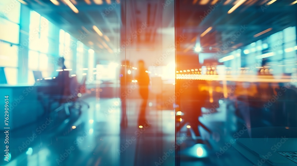 Obraz premium Presentation marketing and sales b2b strategy of teamwork collaboration or planning Blurred motion of busy corporate advertising team with laptop logistics and business sale analytics : Generative AI
