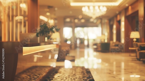 Abstract blur hotel lobby interior for background  Vintage Light Filter : Generative AI