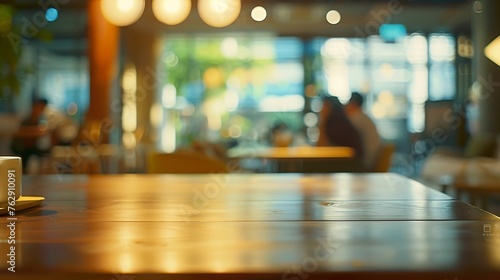 Table Top with Blurred People in Lobby Interior background   Generative AI