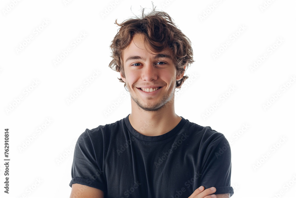 Portrait of handsome smiling young man with folded arms isolated white background. Portrait of handsome smiling young man with folded arms isolated white background.