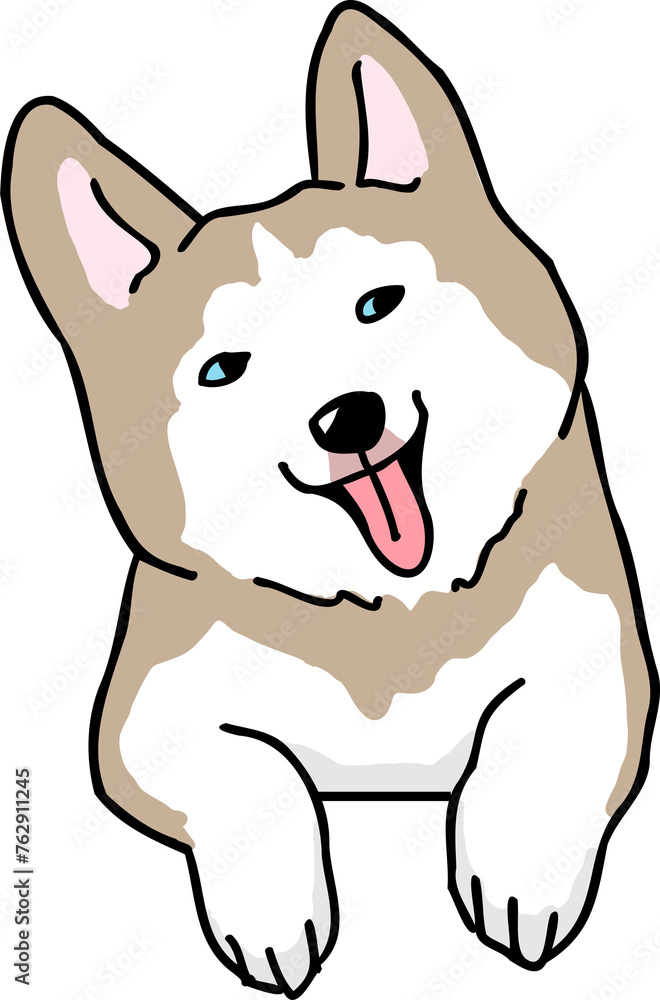 Cute Cartoon Siberian Husky Dog Character