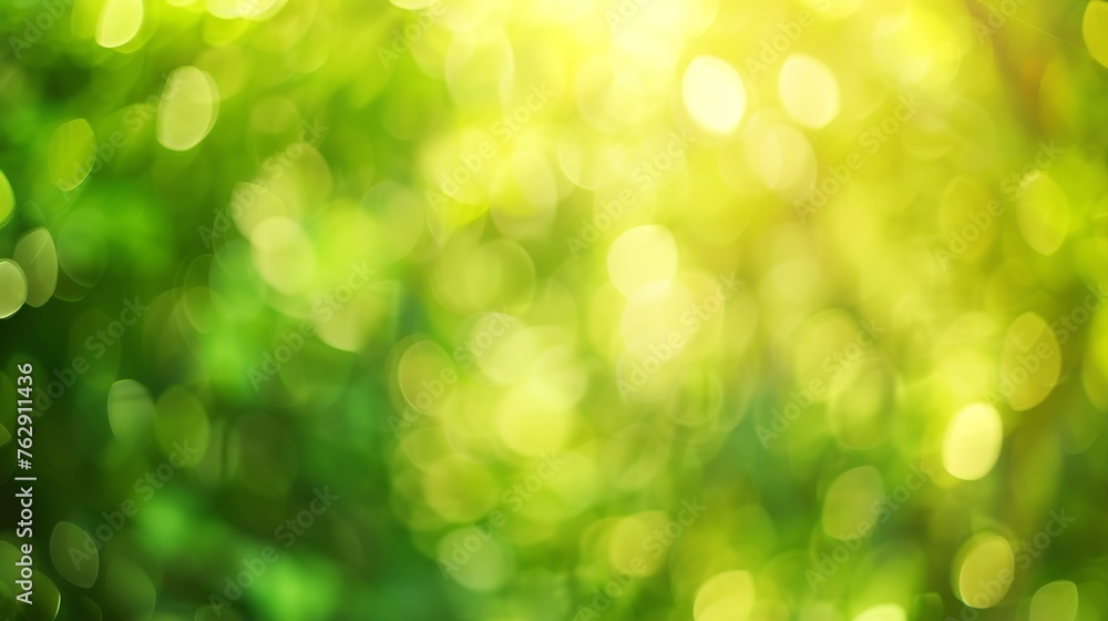 Natural green bright blur background of sunny summer forest : Generative AI