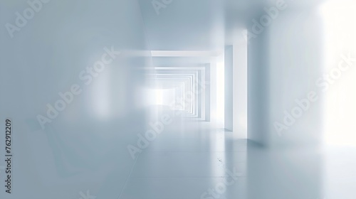 White blur abstract background from building hallway corridor : Generative AI