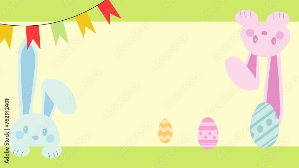 Animation of happy Easter bunny egg for template background copy space Animation of happy Easter bunny egg for template background copy space
