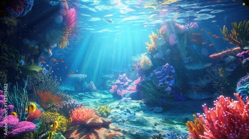 Underwater Wonderland Colorful Coral Reef Scene