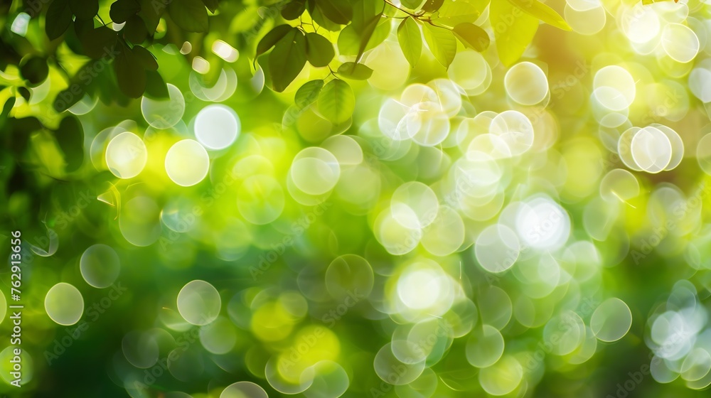 Green color abstract blur bokeh background from tree and light in natural garden : Generative AI Green color abstract blur bokeh background from tree and light in natural garden : Generative AI