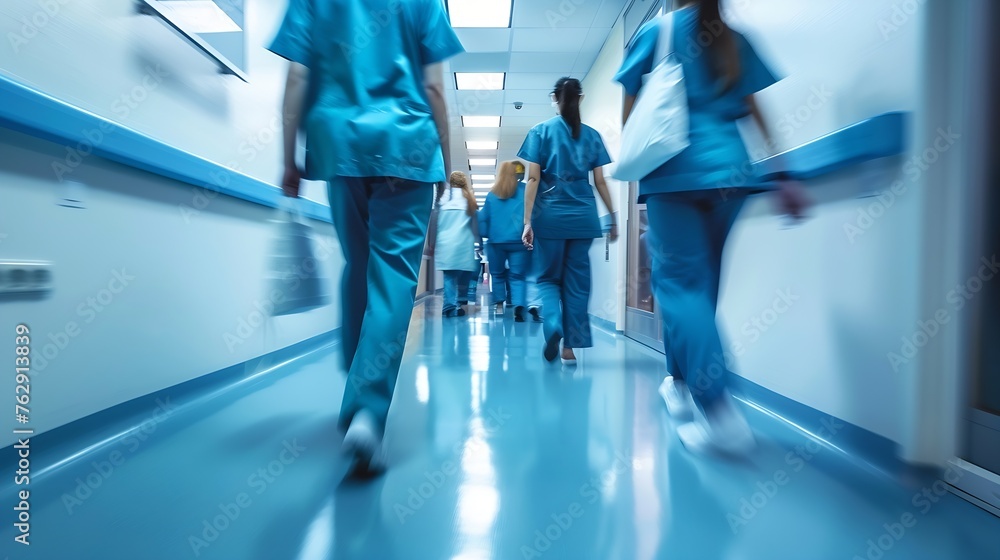 blurred for background blurred figures of doctors and nurses in a hospital corridor Doctors and nurses walking in hospital hallway blurred motion Moving human figure in the clinic corr : Generative AI blurred for background blurred figures of doctors and nurses in a hospital corridor Doctors and nurses walking in hospital hallway blurred motion Moving human figure in the clinic corr : Generative AI