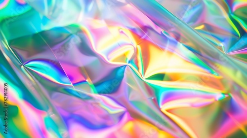 Abstract blur holographic rainbow foil iridescent background : Generative AI © Generative AI