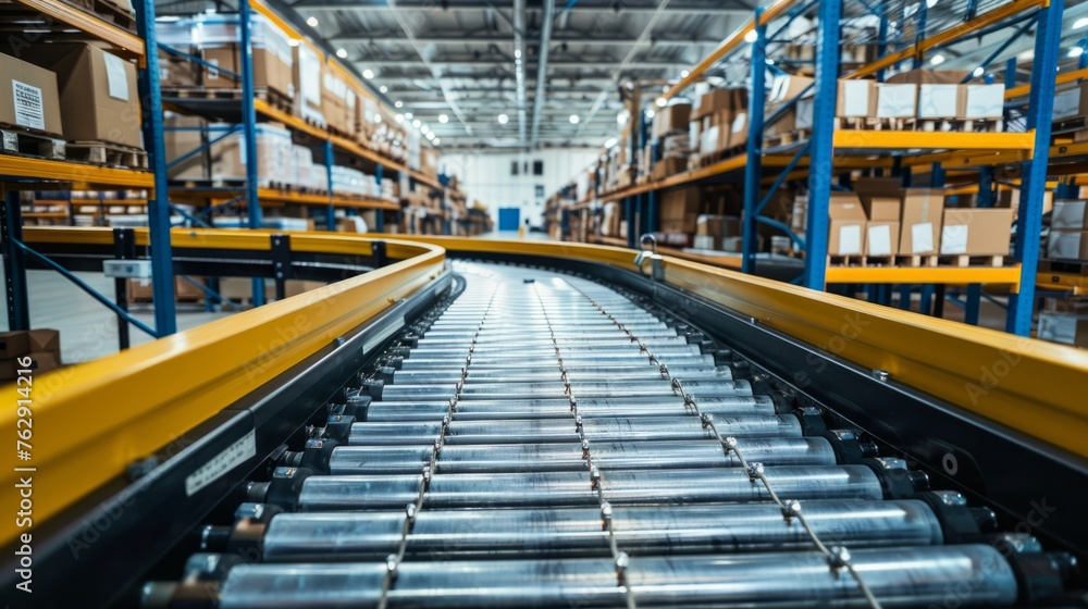Conveyor belt system automating the sorting process in a distribution center