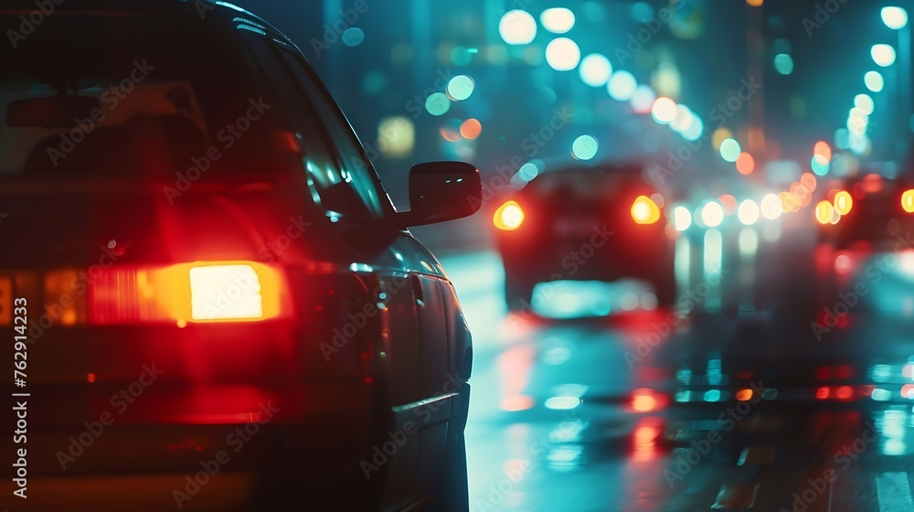 Traces of headlights of moving cars on the highway and street lights in the city at night Blurred car movement : Generative AI Traces of headlights of moving cars on the highway and street lights in the city at night Blurred car movement : Generative AI