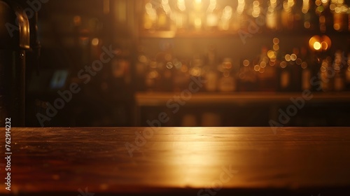 dark brown top of bar and free space for your glass : Generative AI