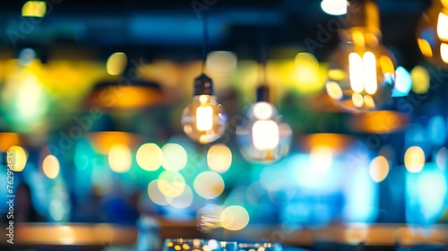 Abstract blur bokeh in restaurant background for texture : Generative AI © Generative AI