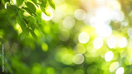 Green blurred background and sunlight : Generative AI