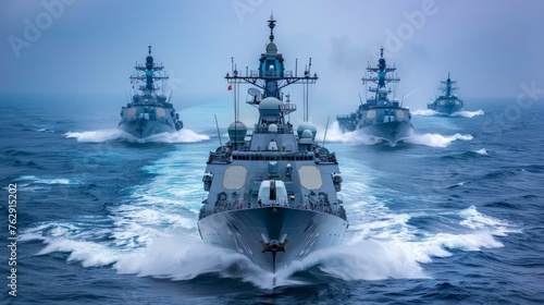 Warships patrolling the seas