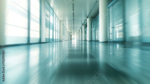 Wide Blurred Empty Abstract Building Pathway Background From Perspective Building Hallway for banner background way go to success concept : Generative AI