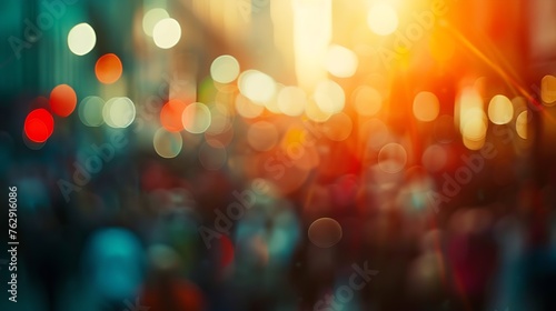 Blurred crowd of unrecognizable at the street : Generative AI