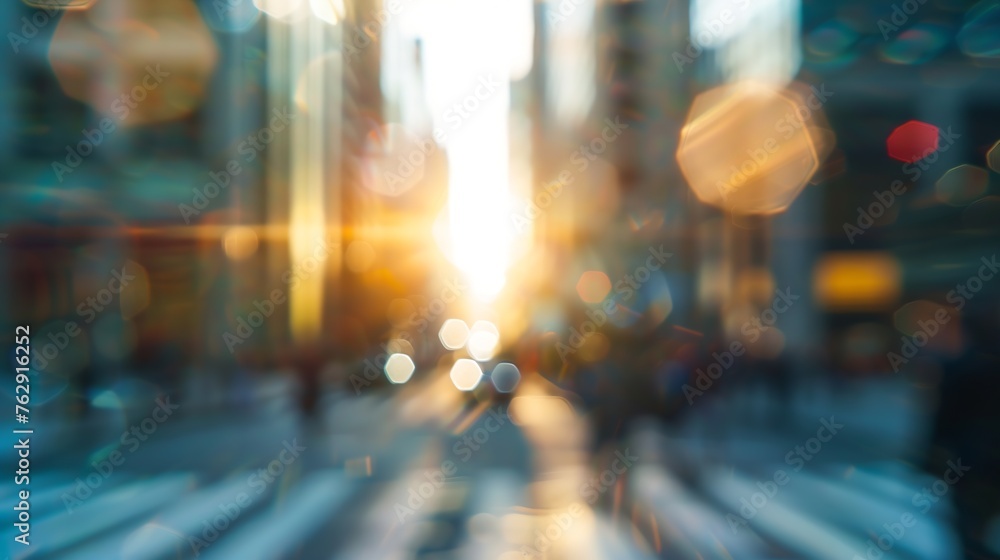 Fototapeta premium BLURRED BUSINESS STREET BACKGROUND CONTEMPORARY LIFESTYLE DESIGN BLURRY CITY EXTERIOR PATTERN FOR MONTAGE : Generative AI