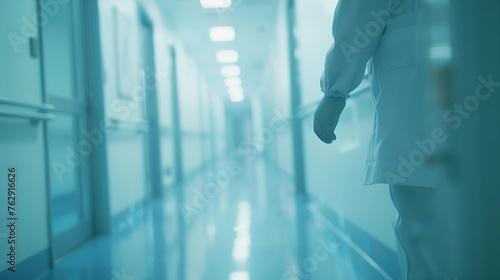 Doctor in hospital corridor unfocused background : Generative AI