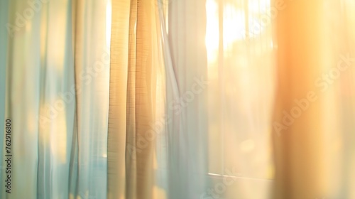 abstract blur curtain interior decoration in living room with sunlight : Generative AI