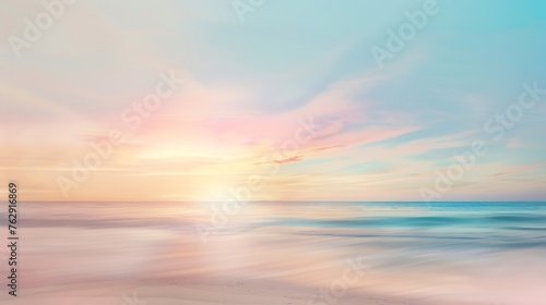 Blur pastels gradient sunset background on soft nature sunrise peaceful morning beach outdoor heavenly mind view at a resort deck touching sunshine sky summer clouds : Generative AI