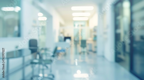 Blurred view of modern medical office Doctors workplace : Generative AI photo
