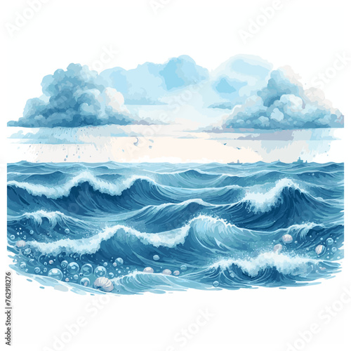 watercolor of sea isolated on white background 