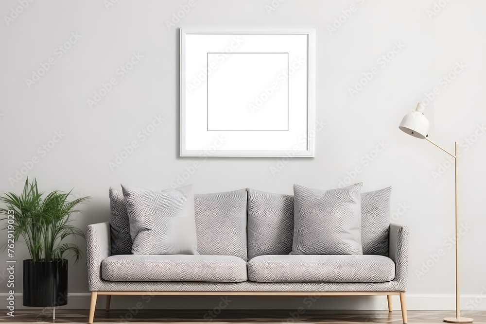 Fototapeta premium Mockup frame in contemporary Scandinavian living room interior