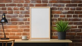 Mockup frame in home office interior background, mid-century modern style in loft