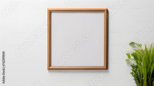 Old wooden frame mockup close up on white wall © master graphics 