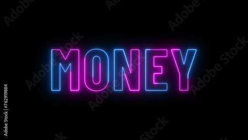 Abstract colorful neon texture money word illustration background.