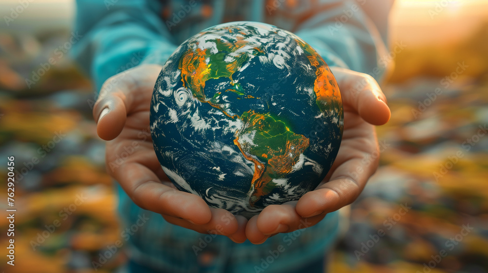 Hands holding the planet Earth symbolizing care and protection. World Environment Day June 5 Hands holding the planet Earth symbolizing care and protection. World Environment Day June 5