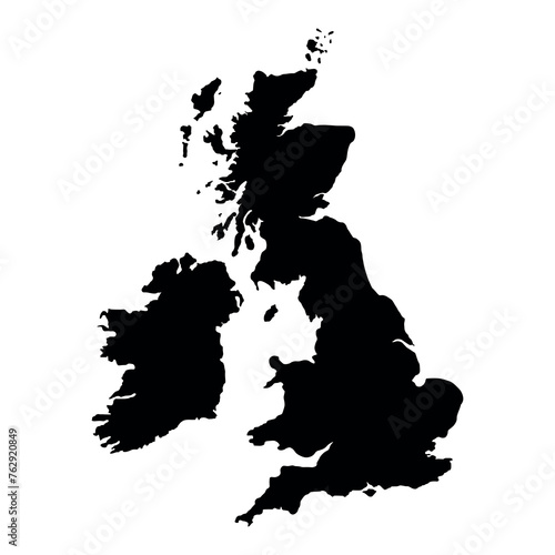 vector british isles map on white background