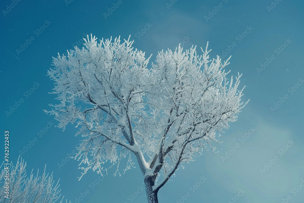 white tree in heart shape - valentines day concept white tree in heart shape - valentines day concept