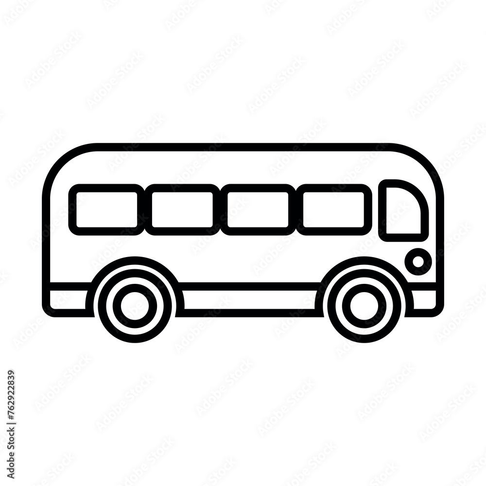 black vector bus icon on white background