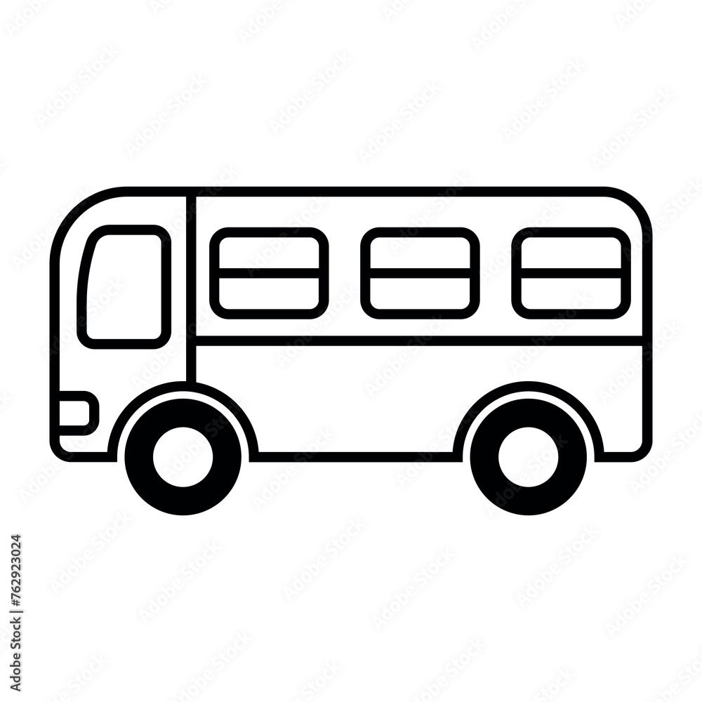 black vector bus icon on white background