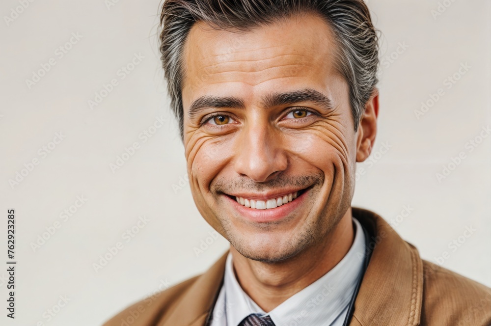 A smiling doctor exuding confidence in a pristine white coat, adorned with a stethoscope gracefully hanging around his neck. Depiction captures the finest nuances of his small beard. A smiling doctor exuding confidence in a pristine white coat, adorned with a stethoscope gracefully hanging around his neck. Depiction captures the finest nuances of his small beard.
