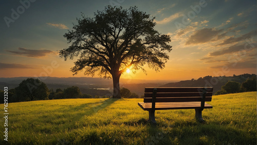 A bench overlooking a sunset.