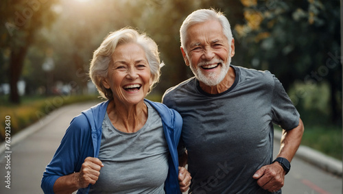 Older couple jogging 