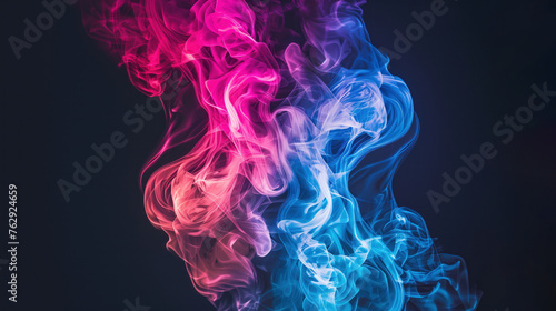 Neon color smoke, isolated on black background