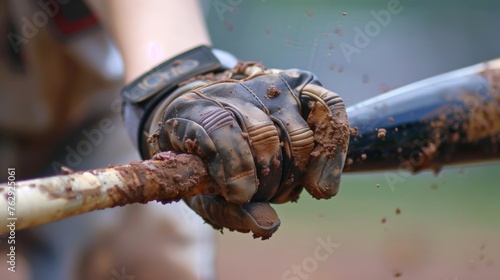 A batters hands on the bat showcasing their unique stance and grip.
