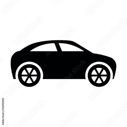black vector car icon on white background