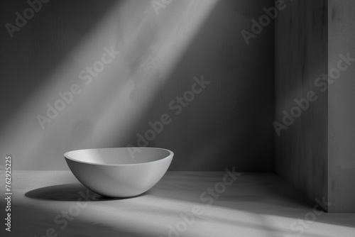 Capture the essence of Yugen in a minimalist, black and white composition filled with depth and mystery, 3D render