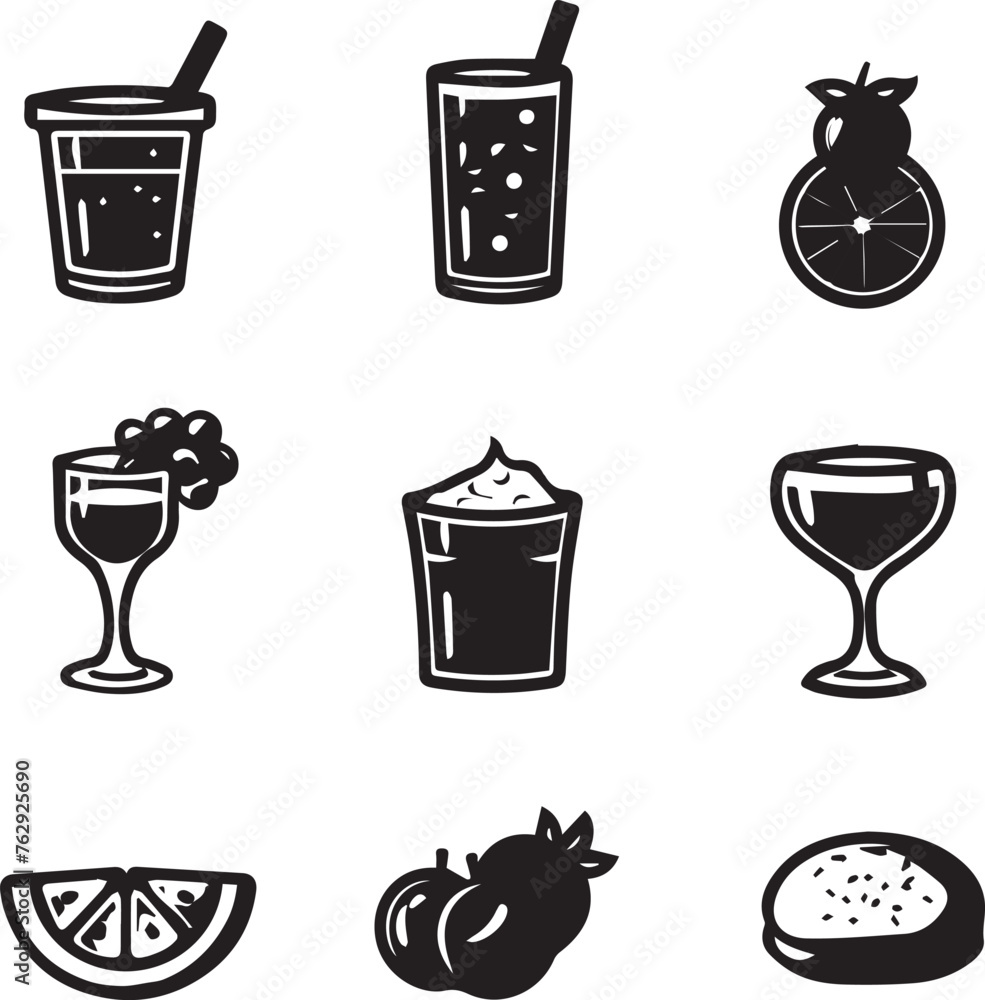 Fototapeta premium set of food vector icons on white background 