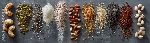 A diverse selection of superfoods seeds photo