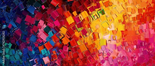 A Vivid pixelated mosaic of various colors creating a vibrant abstract background for creative design use.