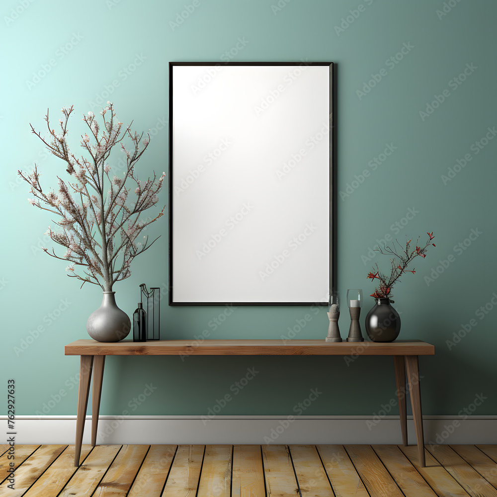 Fototapeta premium Frame mockup close up in empty interior background