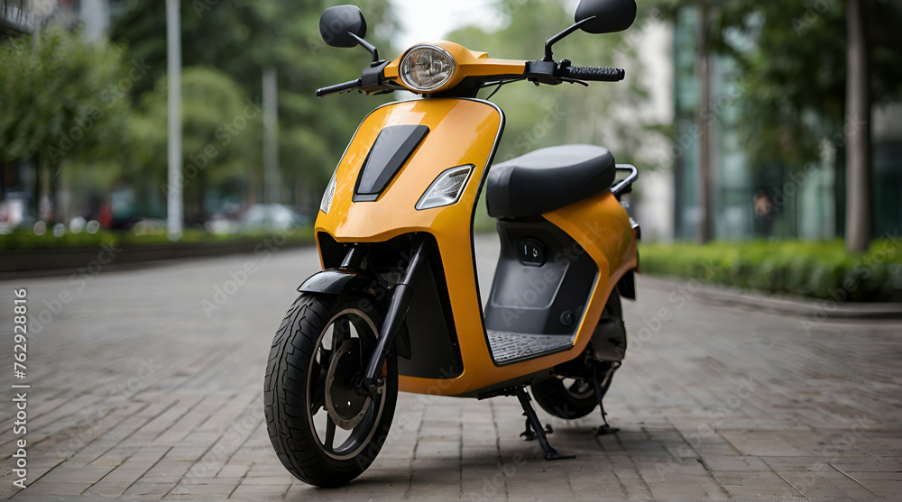 Modern electric moped. Background with selective focus.generative.ai